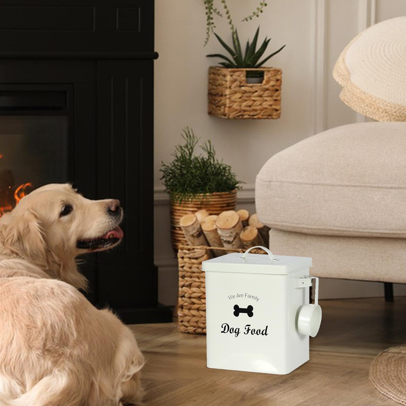 Contenitore ermetico per cibo animali – Serbatoio conservazione mangime | Secchio metallico portatile per cane | Adatto a crocchette, compresse, detersivo – anti-umidità, ampia capacità 3L, maniglia
