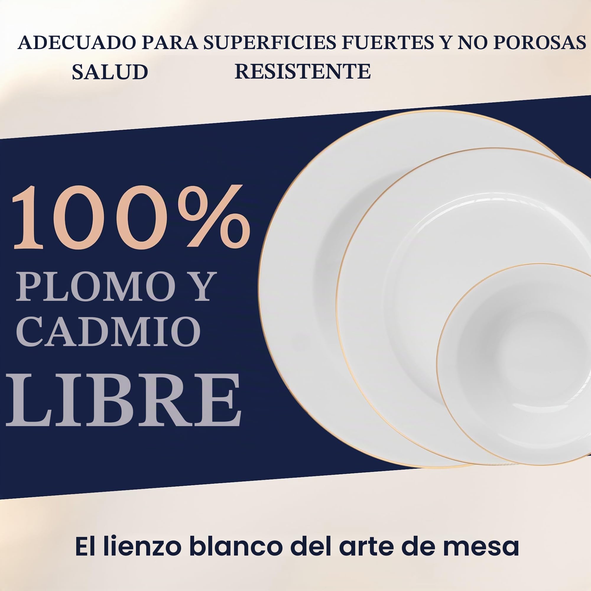 Porland Mina - Vajilla de Porcelana de 18 Piezas Dorada - Completa y Elegante