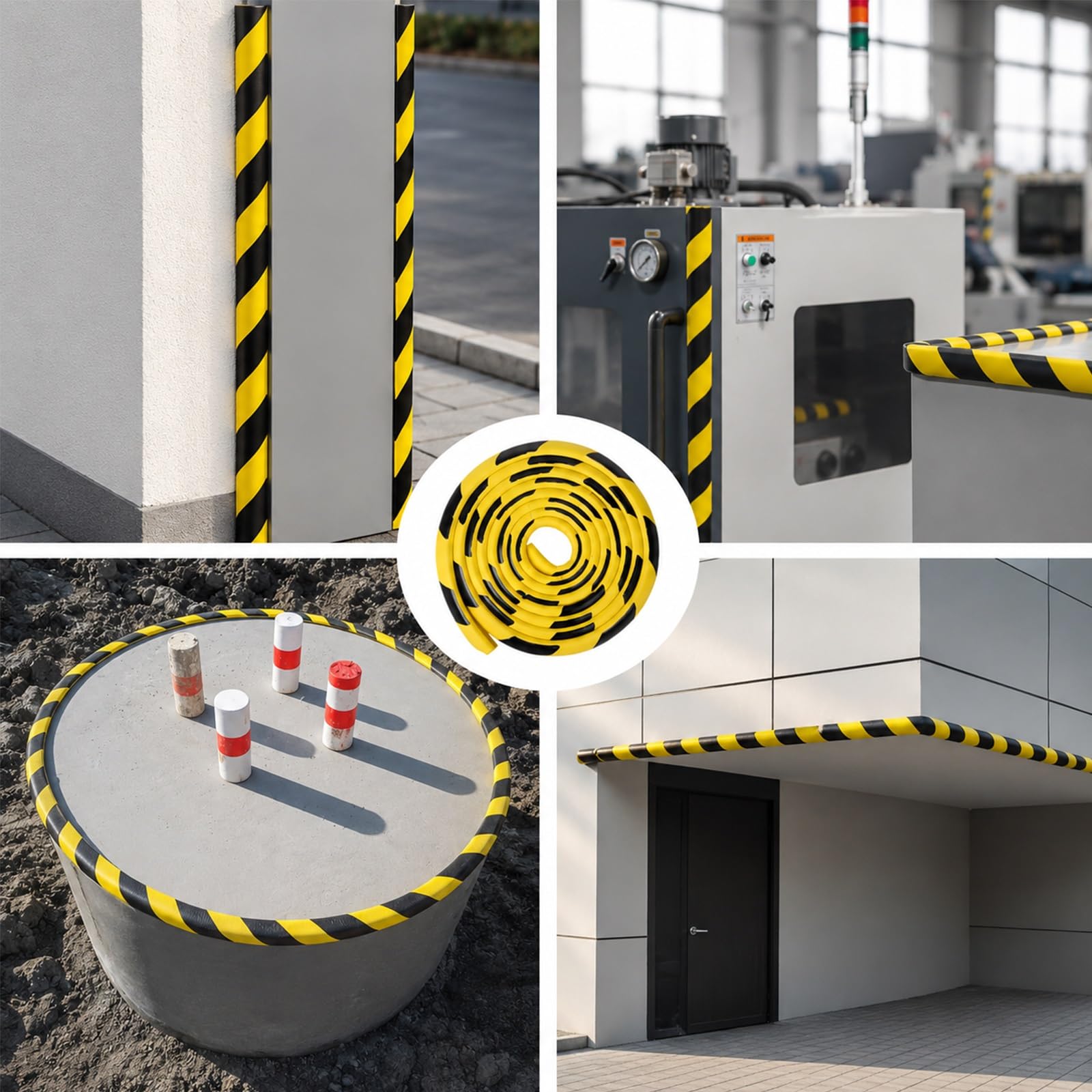 Paquete De 4 Protectores de Esquina Autoadhesivos, Resistente Protector De Borde De Espuma NBR Amarillo Y Negro, para Garage, Estanterías Y Repisas De Almacén