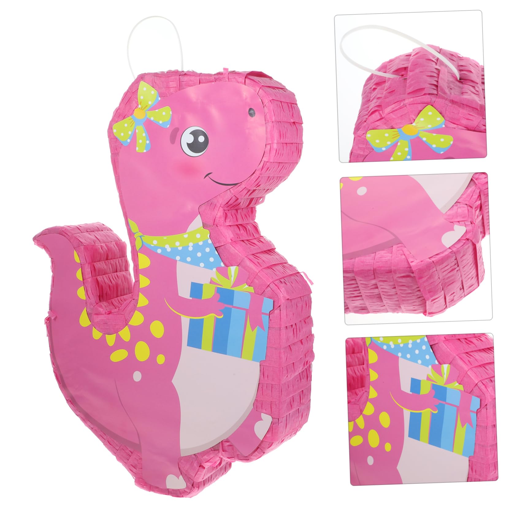 PRETYZOOM Piñata de Dinosaurio Rosa de Papel, Decoración Colgante para Fiesta y Portacaramelos, Adecuado para Cumpleaños y Fotomatón
