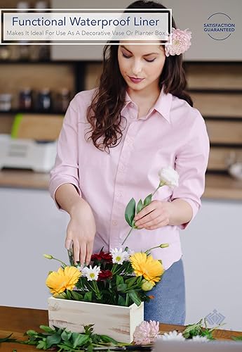 Vista 18 de Royal Imports Maceta de madera para flores, florero decorativo de madera con forro de plástico, cesta de almacenamiento de papel higiénico para caja