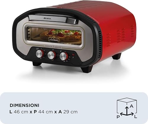 Ariete 3901 Da Gennaro, Forno per pizza, 2200W, Temperatura 430°C, 2 minuti di cottura, Pietra refrattaria, Rosso - 8