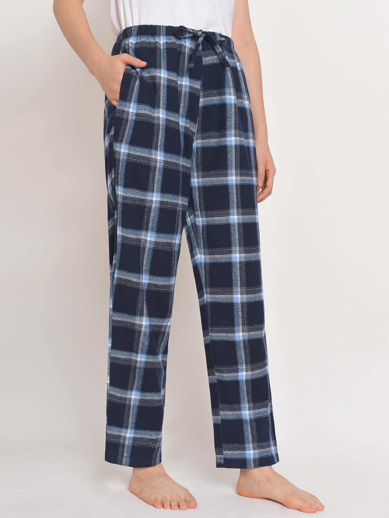 Latuza Damen Petite Baumwolle Loungehose Flanell Pyjamahose mit Taschen