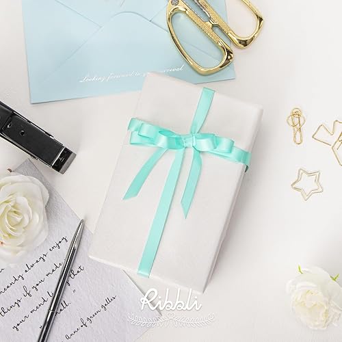 Miniatura 495 de Ribbli - Cinta de satén roja de doble cara, 1 pulgada x 25 yardas, uso para ramo de lazos, envoltura de regalo de Navidad, arreglo floral Rojo