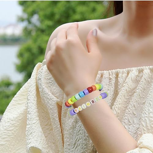 Miniatura 10 de 1000 cuentas lisas de poni de 0.236 x 0.394 pulgadas, cuentas de poni acrílicas multicolor pulidas para hacer pulseras y joyas, cuentas sueltas para