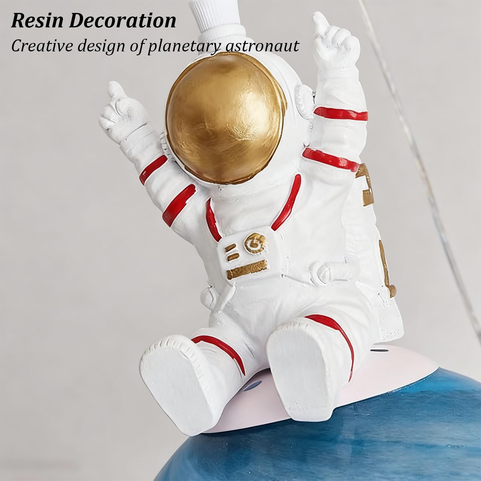 Suspension planète en acrylique pour chambre d'enfant, lampe LED suspendue espace, décoration intérieure, éclairage féérique pour garçons et filles (Astronaute)