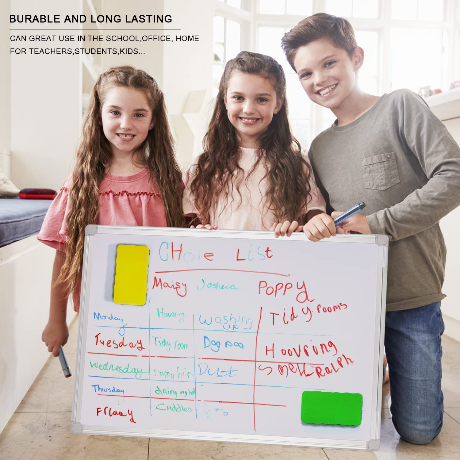 Borrador Pizarra Blanca Magnético 4 Pcs con Imanes Fuertes