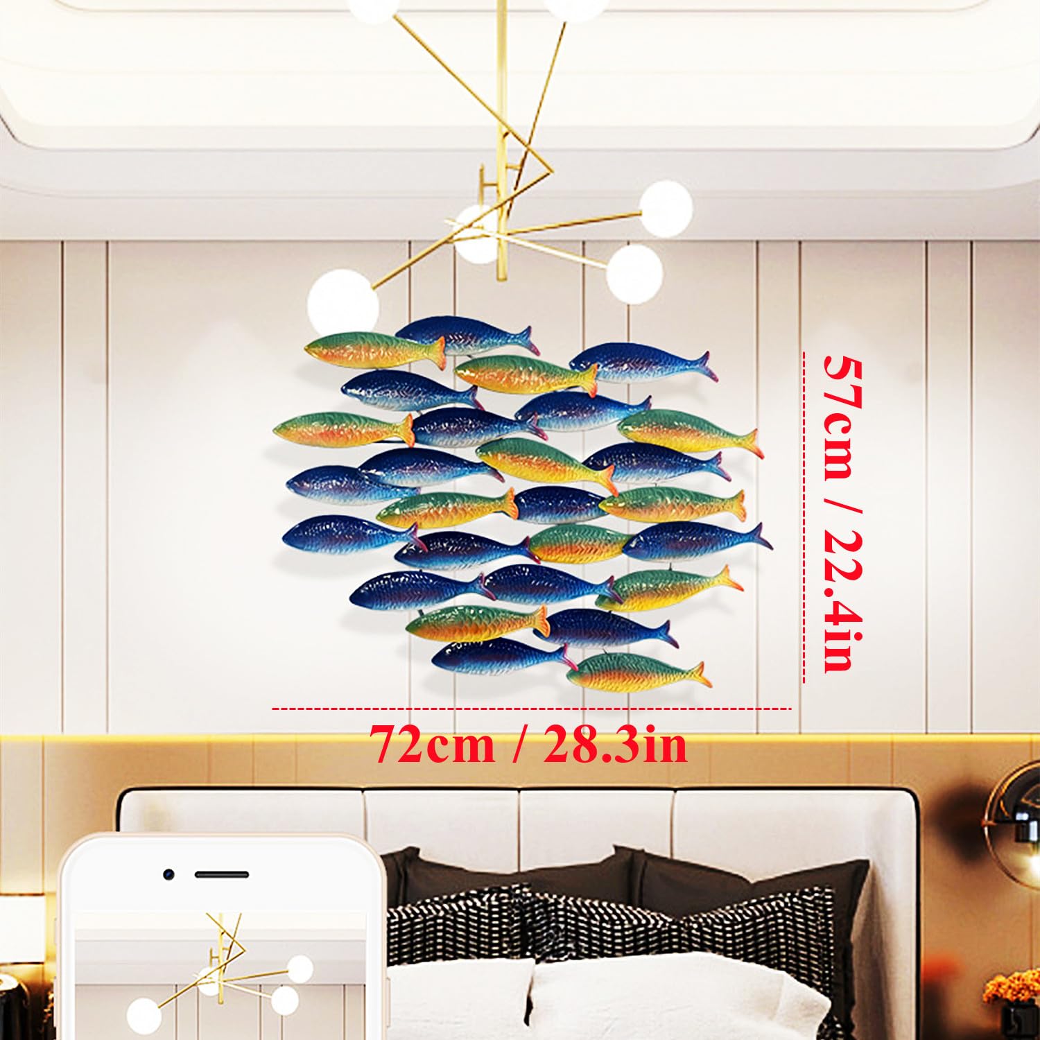 Amazon.co.jp: 航海メタル魚群ウォールアート モダンメタル魚群