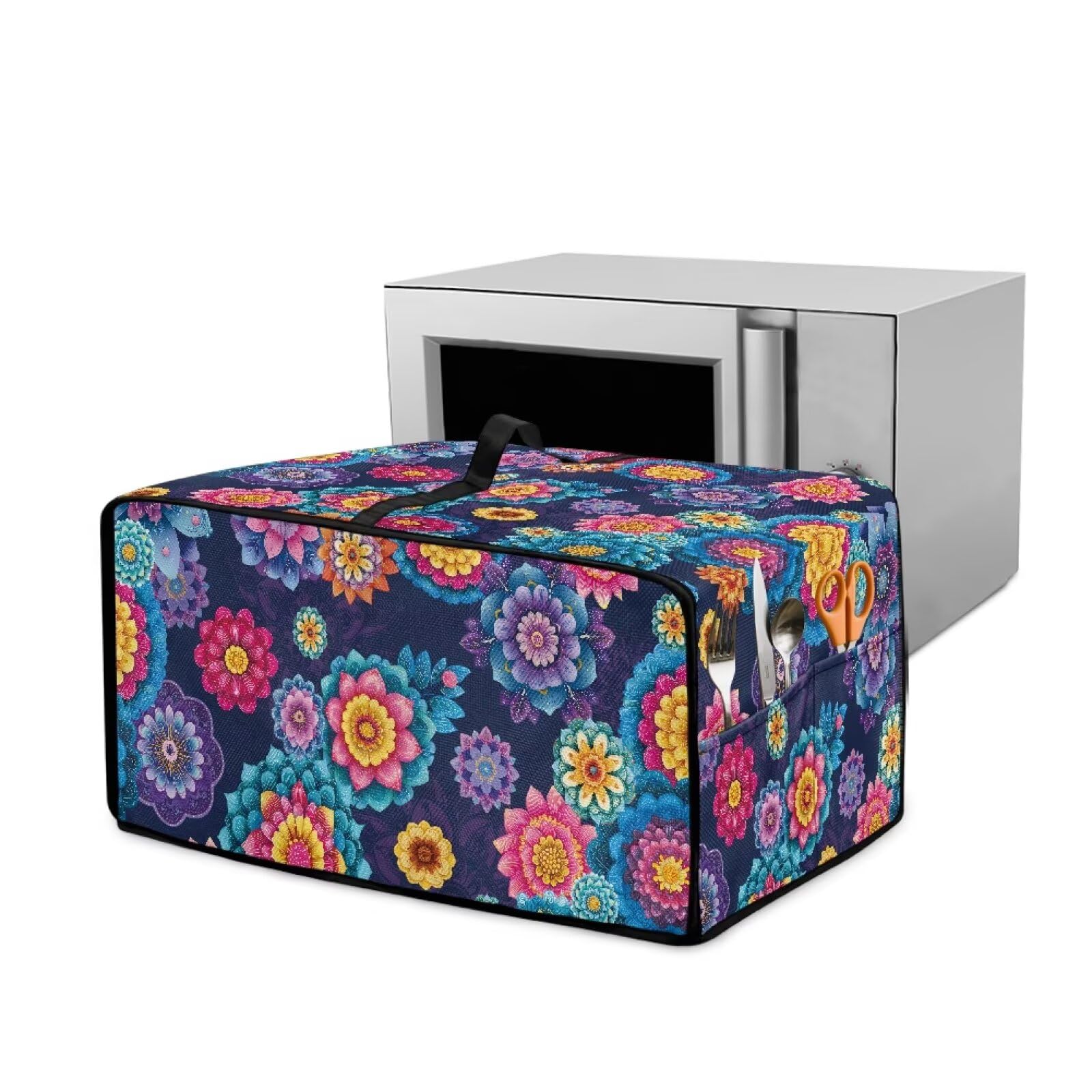 Wanyint Toaster Oven Protector Washable Dustproof Convection Oven Air Fryer Protective Case Polyester Small Appliance Cover Home Decoration, 18.5 x 14.5 x 9 Inches, Bohemian Flower Violet
