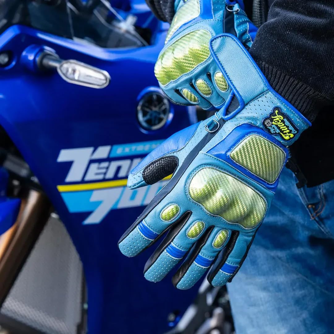 Motorradhandschuhe Funky Collection Leder - Motorradhandschuhe Herren aus Echtleder - Motorrad Handschuhe Herren - in vielen bunten Designs - Stylisch & Sicher