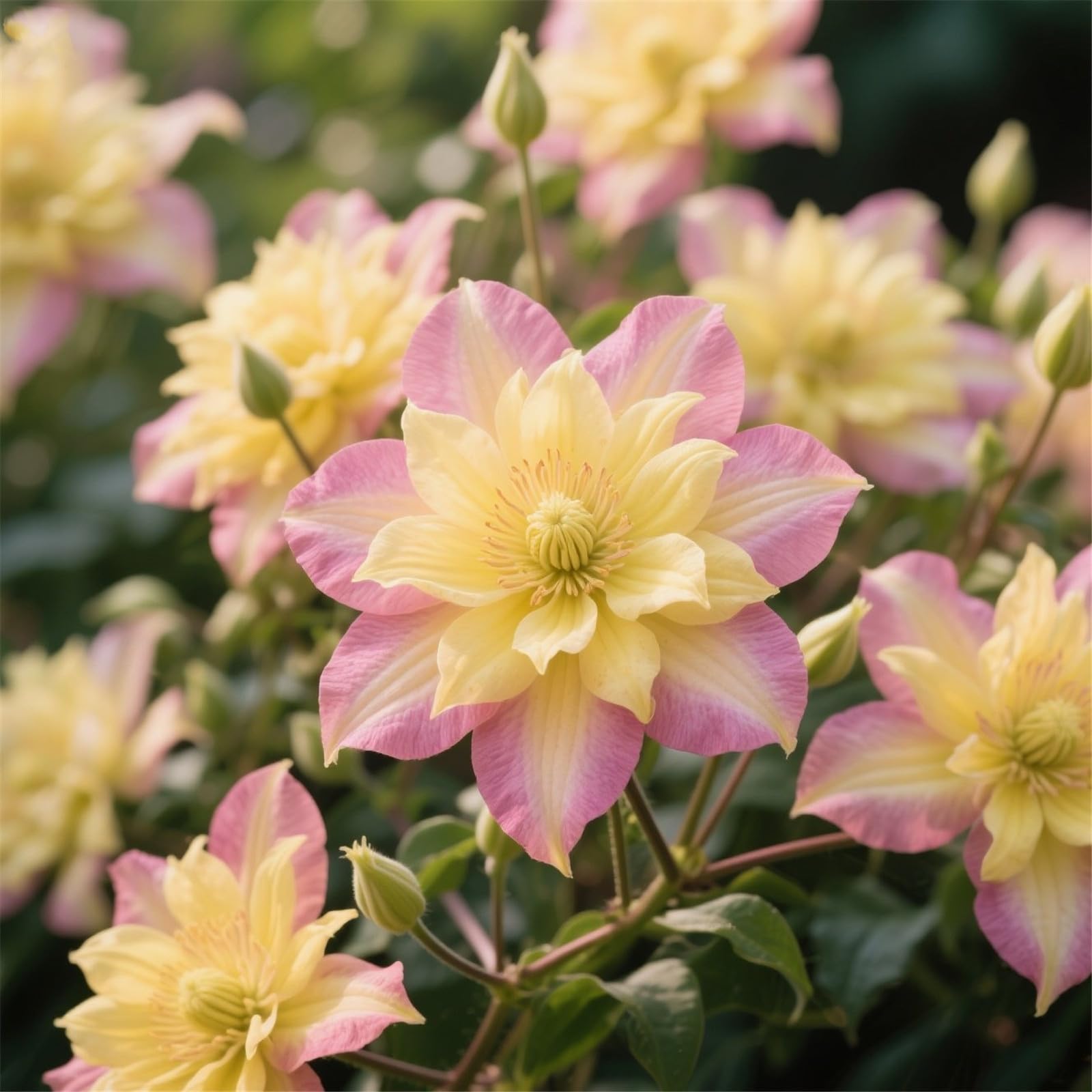 Mix Golden Jade Carving Feels Perfect Shade/Tolerant Climbing Clematis Bulb/Garden Ornamental plant-3bulbs-I