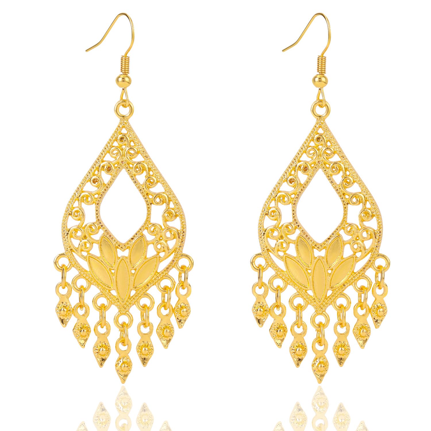 Orecchini Lunghi A Goccia In Oro 14k Gold Filled &ndash; Fili Filettati, Fatti A Mano USA