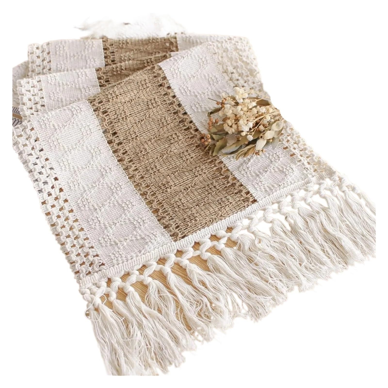 Table Runner For Home Decor With Tassels Farmhouse Rustic For Home Party Decor(30x120cm)
