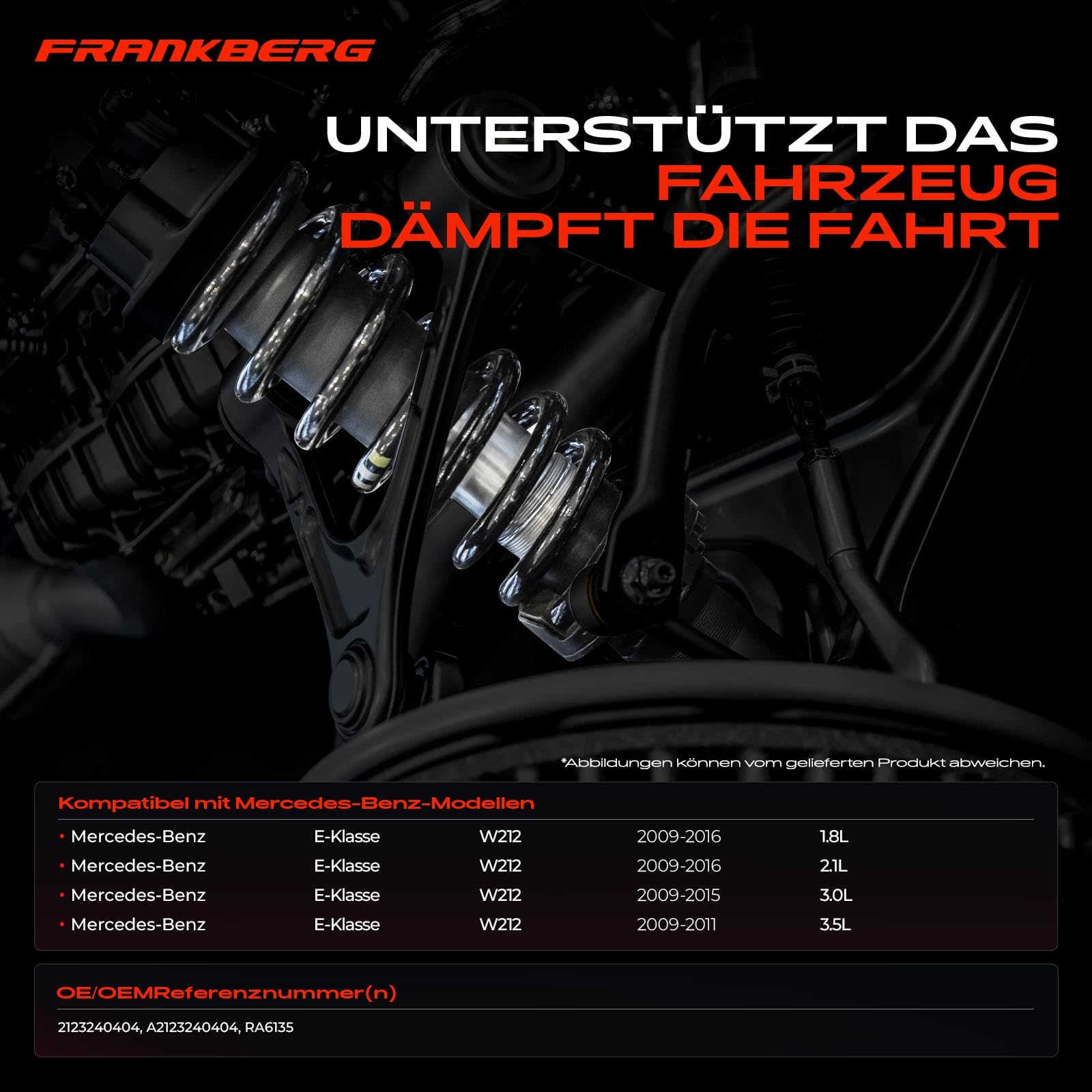 Frankberg 2x Federn Fahrwerksfeder Hinterachse Kompatibel mit W212 E200 E350 2009-2015 W212 E220 E250 2009-2016 Replace# 2123240404
