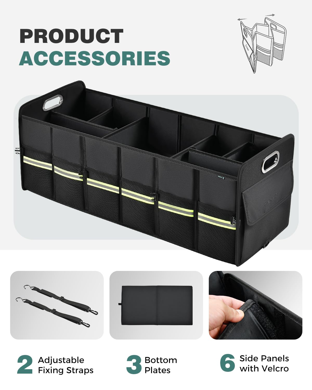 FLORICH Trunk Organizer for Suv, Large Truck Organizer Back Seat Storage Premium, Collapsible Multi-Compartment Car Organizers and Storage Waterproof