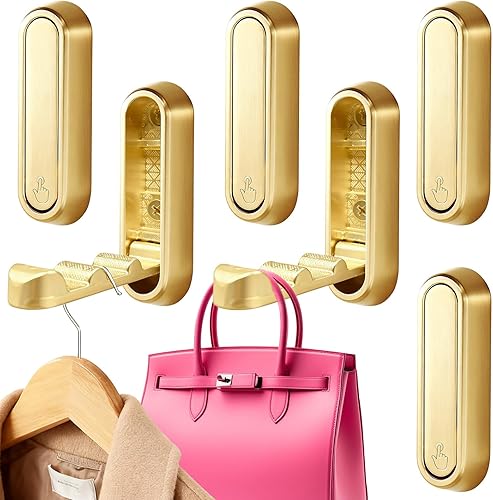 Miniatura 8 de Paquete de 6 ganchos plegables de pared, ganchos negros resistentes, ganchos plegables de aleación de zinc para colgar abrigos, sombreros, toallas,