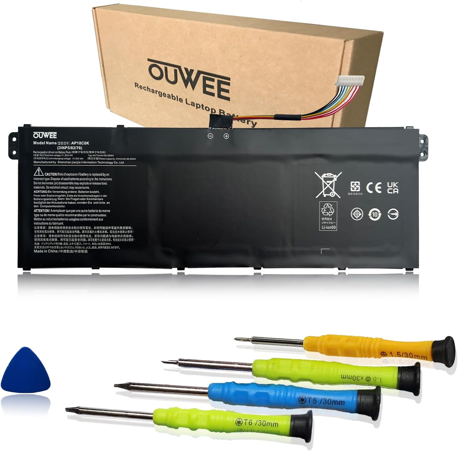 Batteria Sostitutiva AP18C8K 3INP5/82/70 Per ACER Aspire 5, Swift 3, Chromebook 314 – 11.25V 50.29Wh, Ioni Di Litio