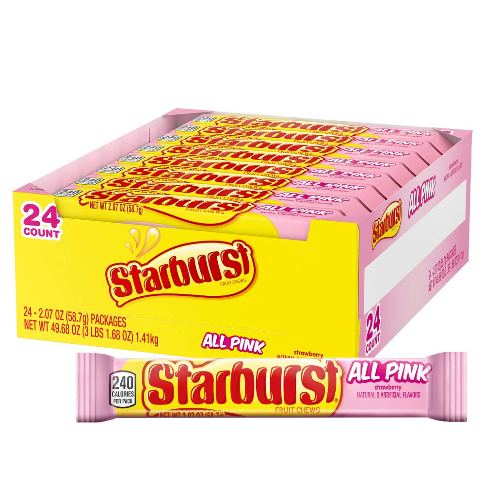 STARBURST All Pink Chewy Candy Bulk Pack, 24 Full Size Packs