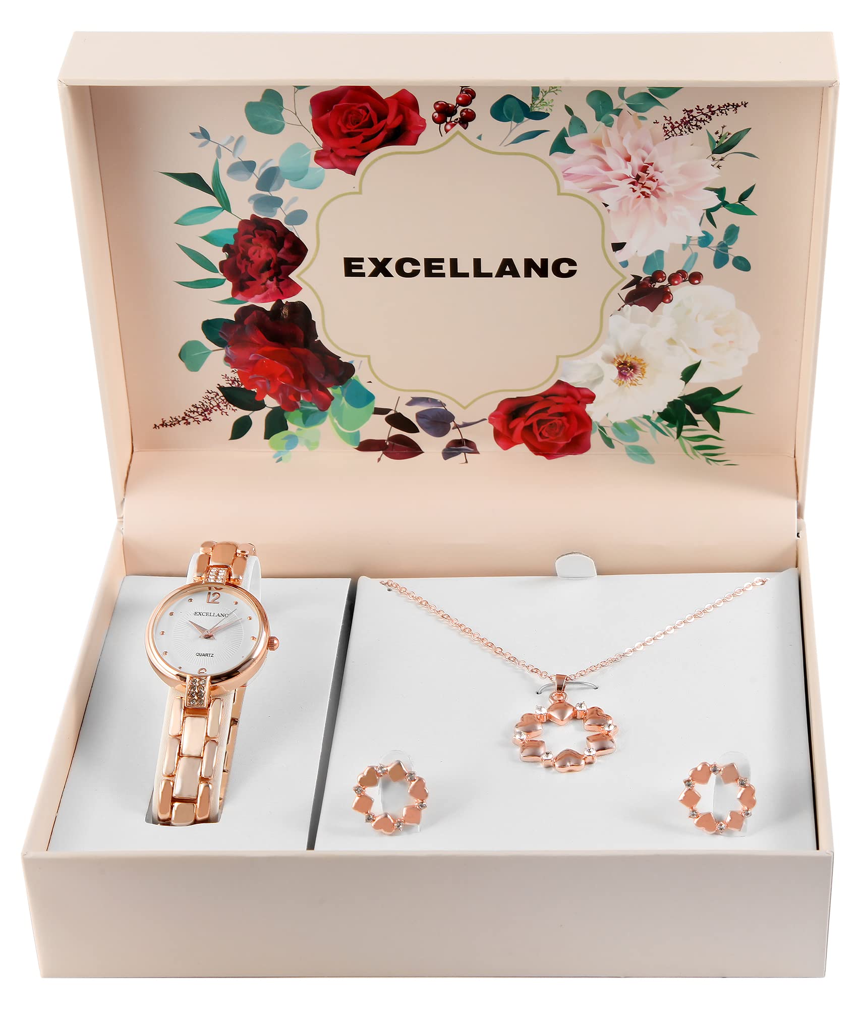 Excellanc Set regalo da donna, con ciondolo, analogico, al quarzo, 1800229