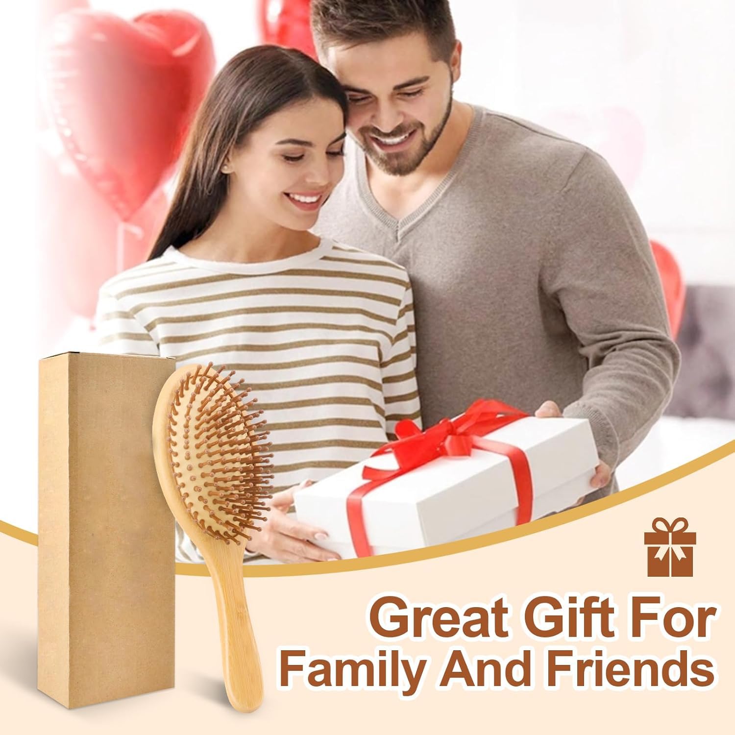 VIZARO Wooden Hair Brush for Women Hair Growth, Bamboo Bristles Oval Comb 4