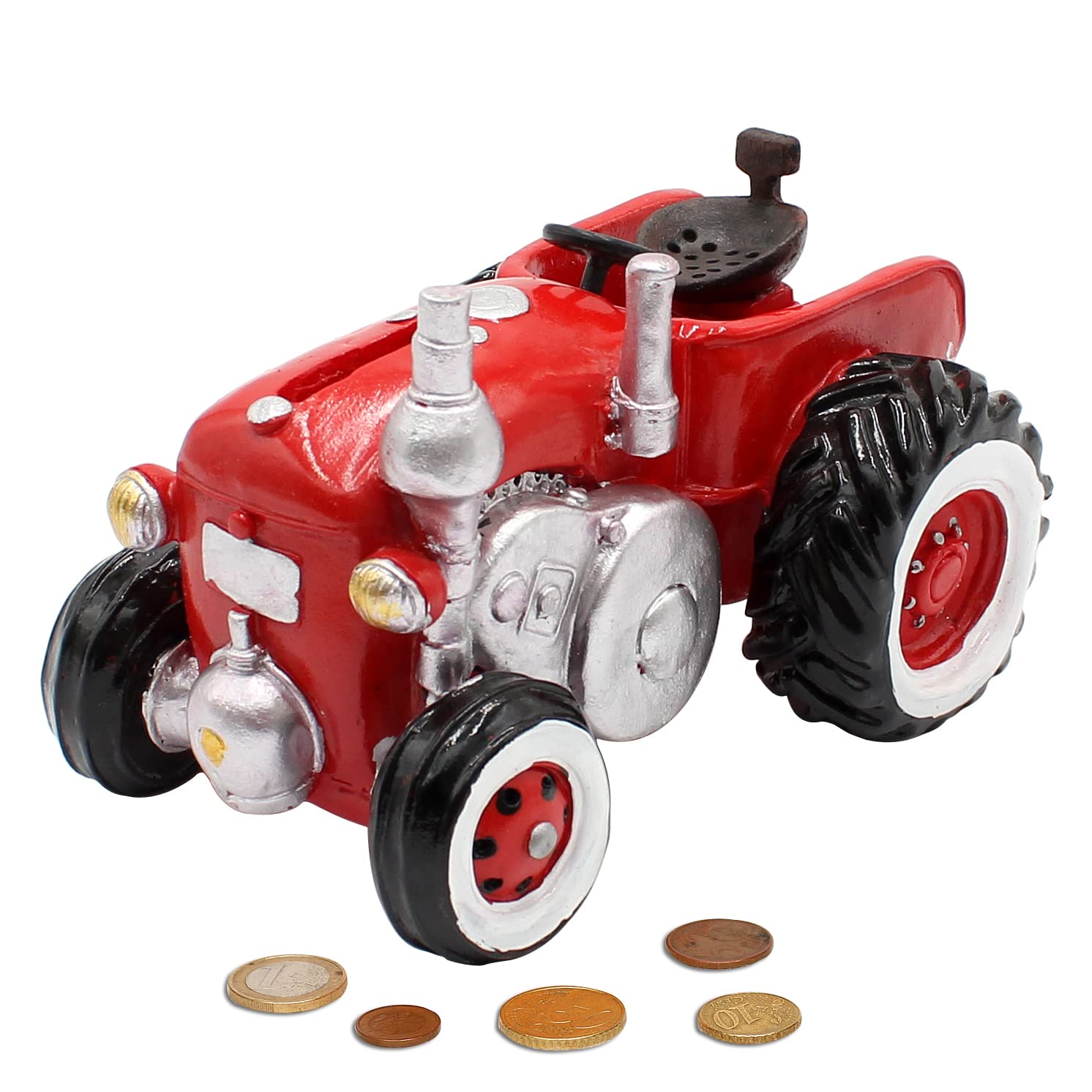 Tirelire rouge en forme de tracteur incassable pour sécuriser l'argent