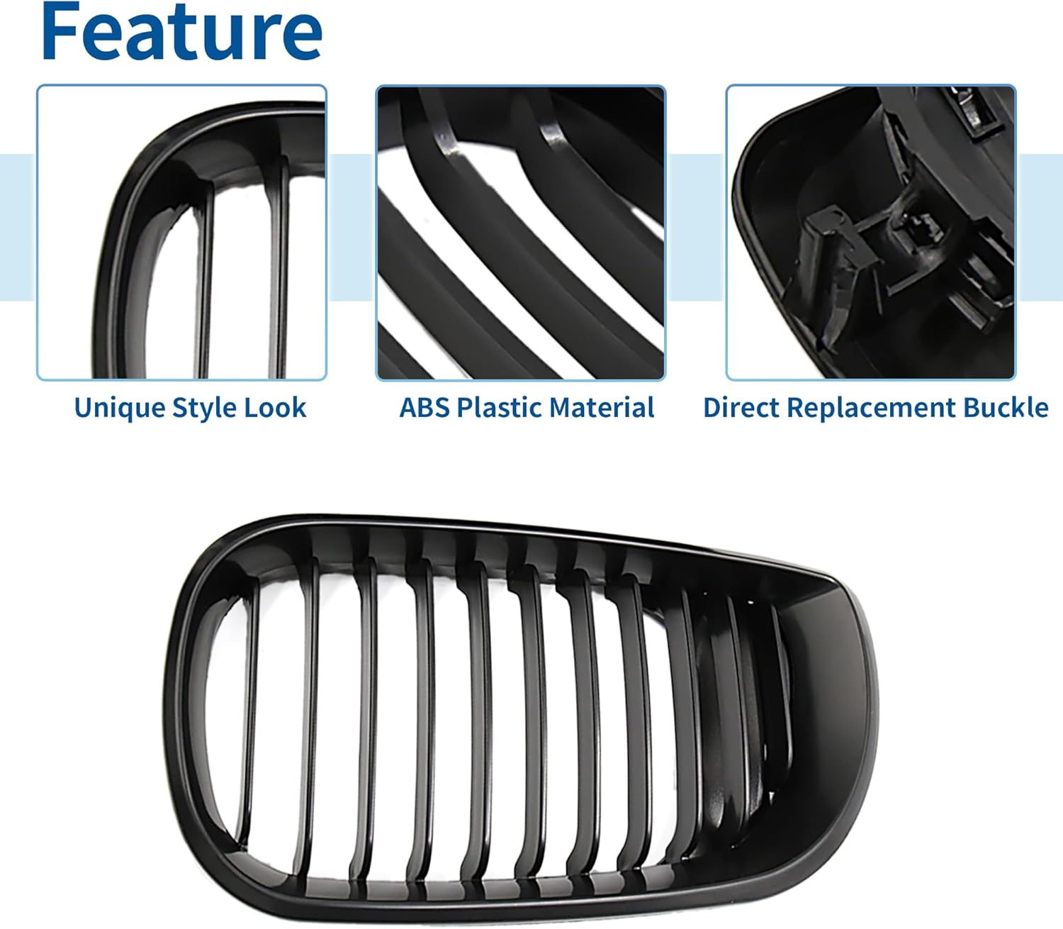 uxcell No.51137042961/51137042962 Front Upper Hood Bumper Grille Grill for BMW 335i 2010-2013 Front Upper Bumper Kidney Grille Grill Signal Slat Matte Black Pair