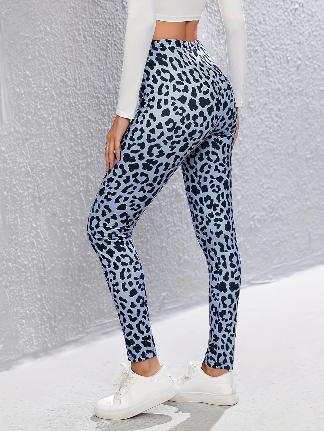 Women's High Waisted Leopard Print Leggings - Tummy Control Stretchy Skinny Yoga Pants Workout Tights - Image 4