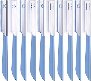 Women's Facial Razor Eyebrow Shaver Razor Brow Shaper Eyebrow Trimmer Dermaplaner Shaping Tool with Cover (Blue)