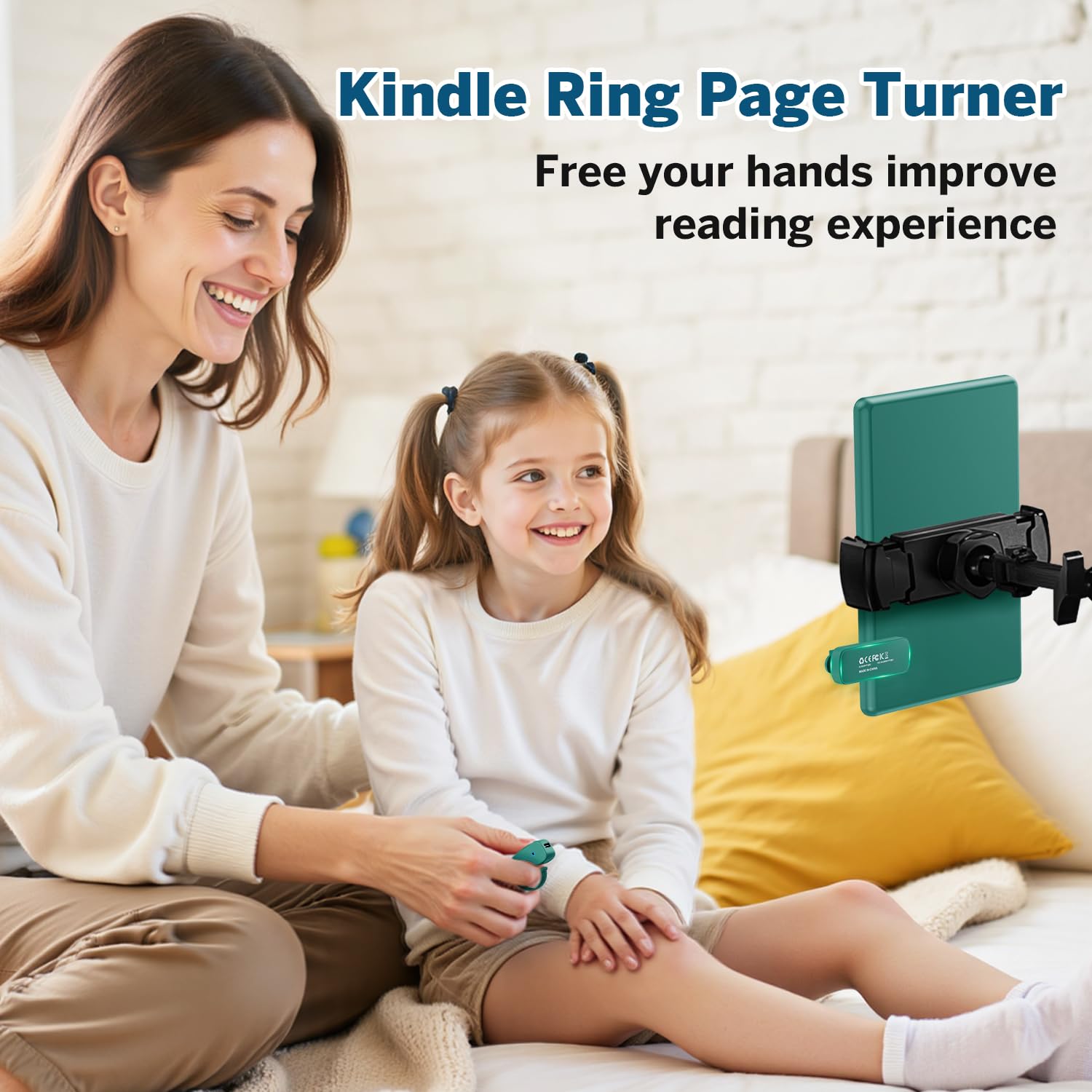Anello per girare pagina per Kindle, telecomando per iPhone, iPad, tablet Android, e-reader, clicker, accessori per Kindle, registrazione video e scatto selfie (giada)