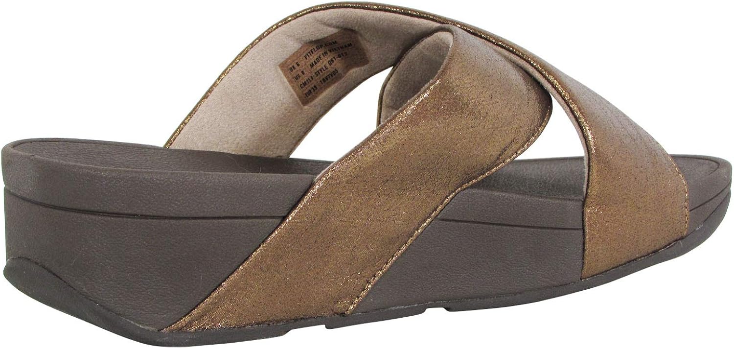  | FitFlop Womens Lulu Cross Glitz Slide Sandal Shoes | Slides