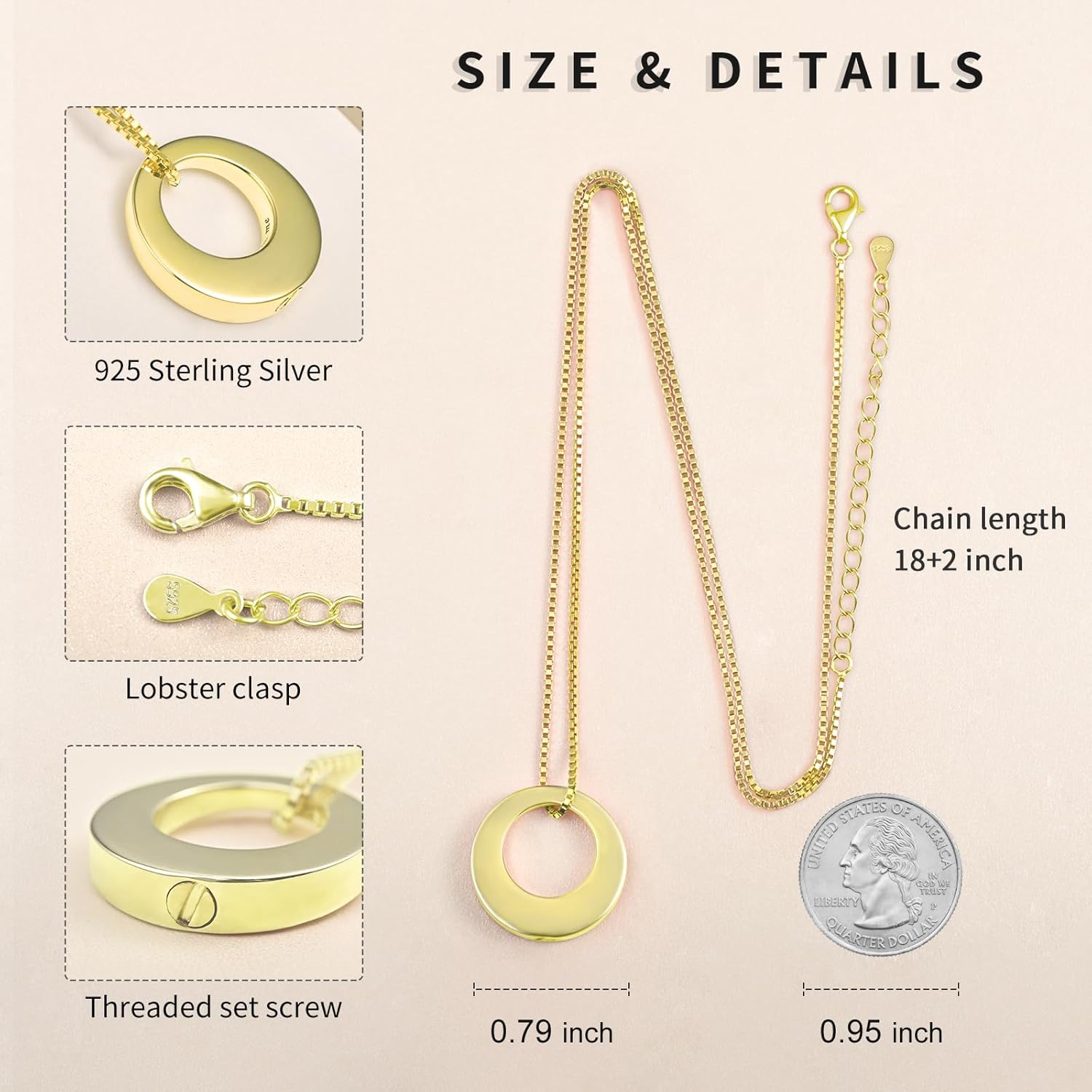 BEILIN Sterling Silver Circle of Life Eternity Memorial Urn Necklace Always with me Cremation Jewelry Pendant Necklaces for ashes - Image 4