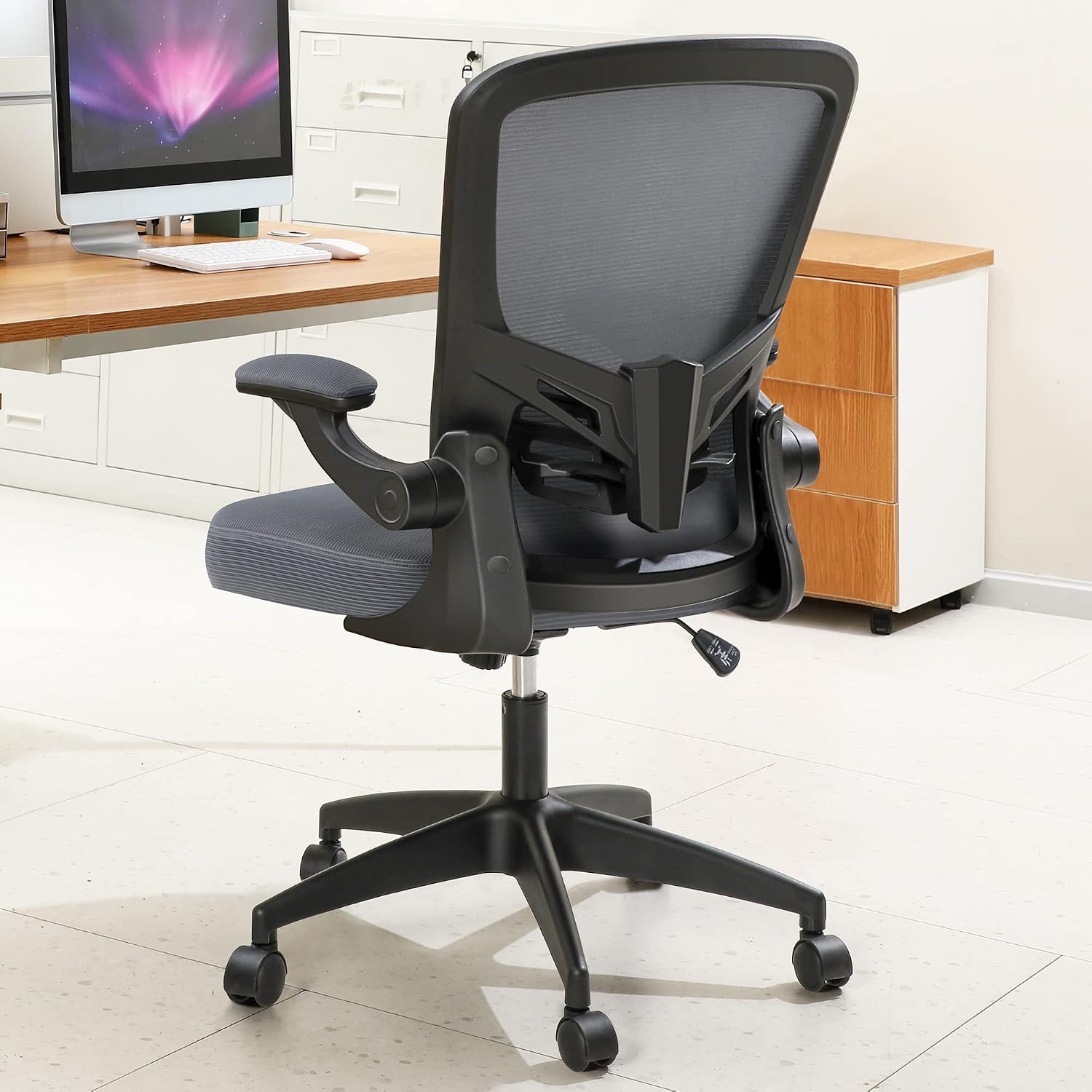 FelixKing Office Chair, Ergonomic Desk Chair with Adjustable Height and Lumbar Support Swivel Lumbar Support Desk Computer Chair with Flip up Armrests for Conference Room (Dark Gray)