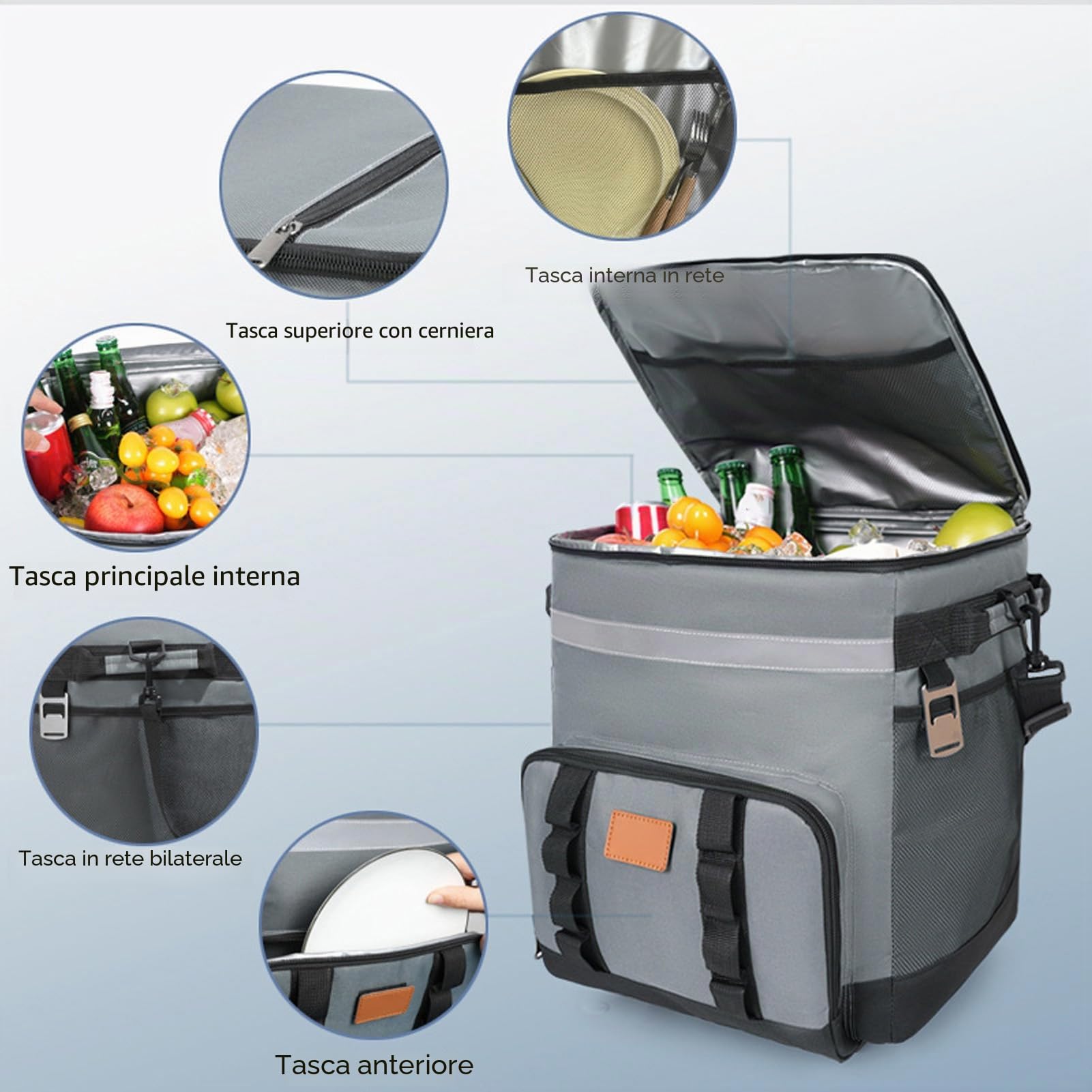 Frequer più Fresco con Ruote e Maneggiare la Borsa di Raffreddamento per il Pranzo più Fresco con Ruote 35L Rolling Refrigeratore con Ruote e Gestire una Borsa di Raffreddamento