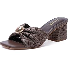 Susanny Mule Heels for Women Block Chunky Kitten Heel Square Open Toe Shoes