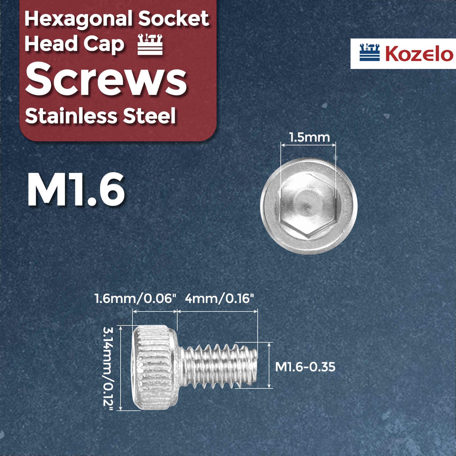 100pz Viti a Testa Cilindrica Esagonale - [M1.6-0.35 x 4mm] Acciaio Inossidabile 304 Filettatura Integrale Allen Drive per Motore Elettrico Ventola Stampa 3D Sostituzione, Argento