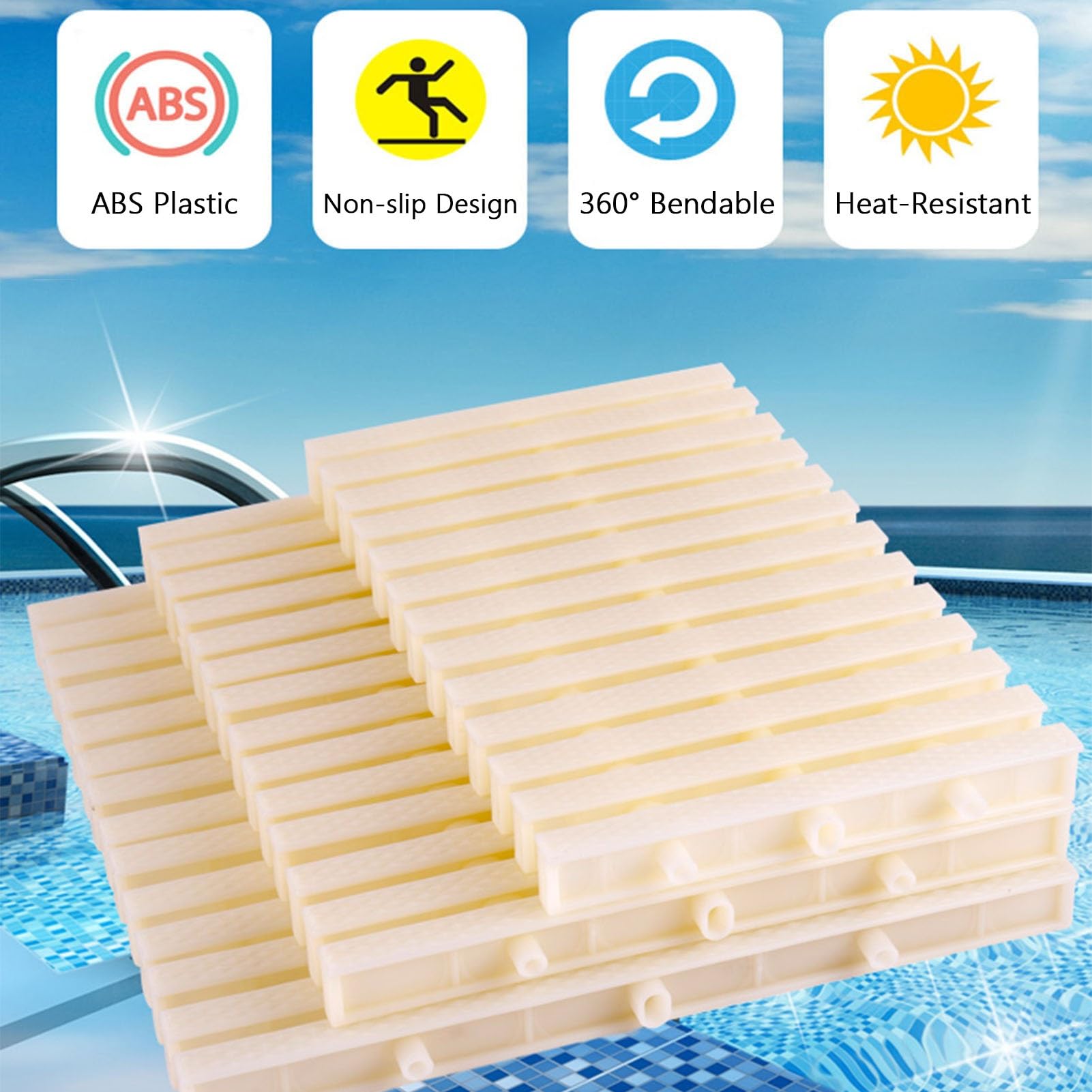 Genérico Tapa de desagüe de Piscina de plástico ABS – Rejilla Antideslizante para entradas de vehículos, Patios y terrazas – Capacidad de Carga de 250 kg – 18 cm, 2 Piezas, diseño Empalmado para una