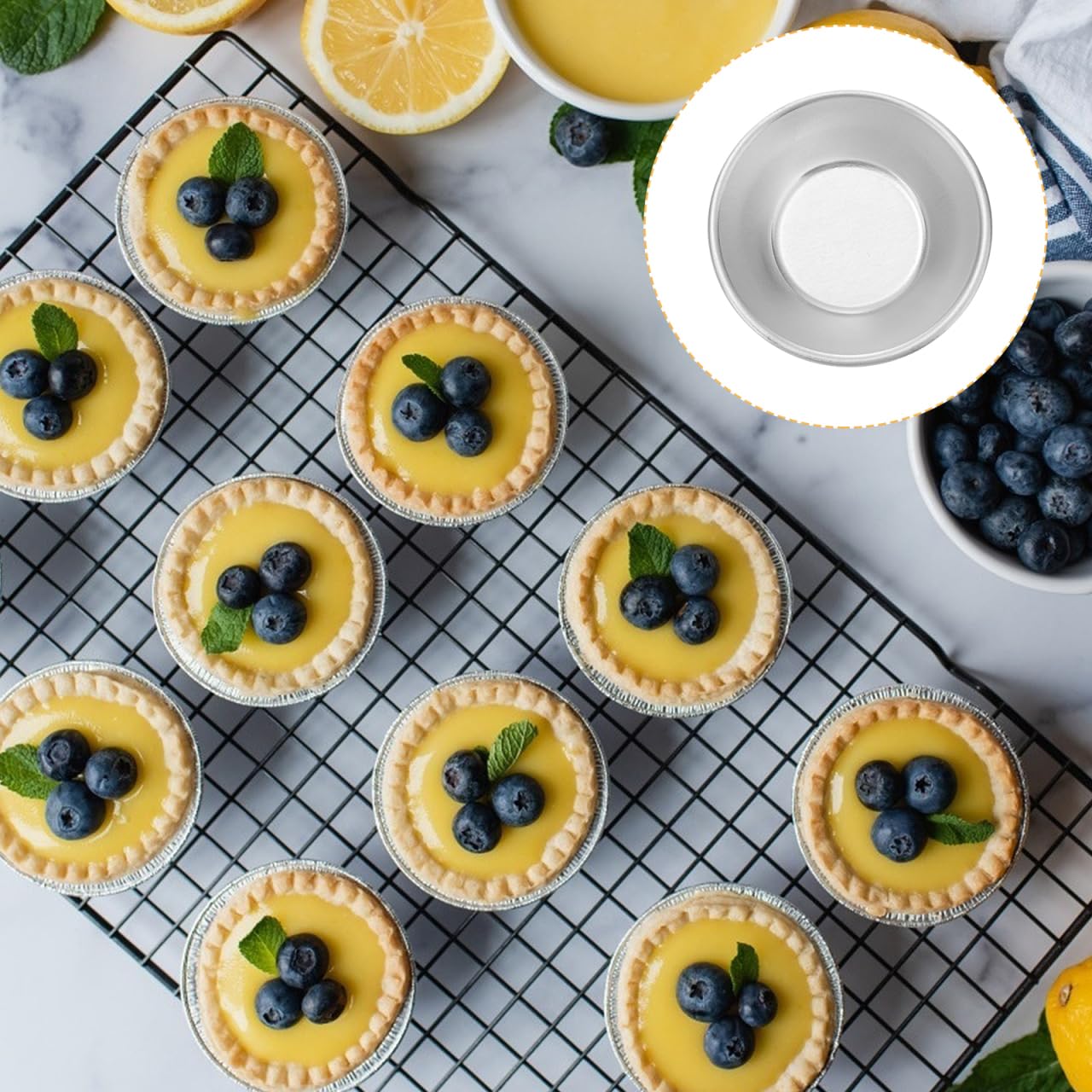 Veemoon Moule Mini Tartelette En Inox 7CM, 25 PièCes Pasteis De Nata RéUtilisable Moule Tartelette Quiche Individuelle Pour Desserts Tartes à La Confiture Muffins Et Parfait Pour Cuisson Au