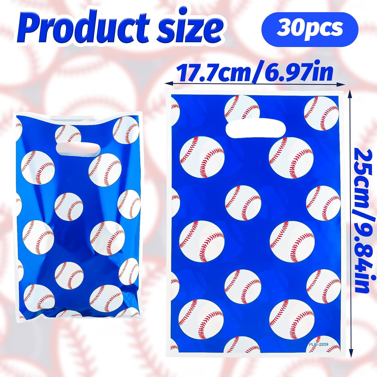 AEOKJOSI 30pcs Plastic Baseball Party Favor Bags - Practical Goodie Bags Favors with Goodie Storage, Party Gift Bag for Birthday, Sport Theme Parties (6.4x10 Inch) - Image 2