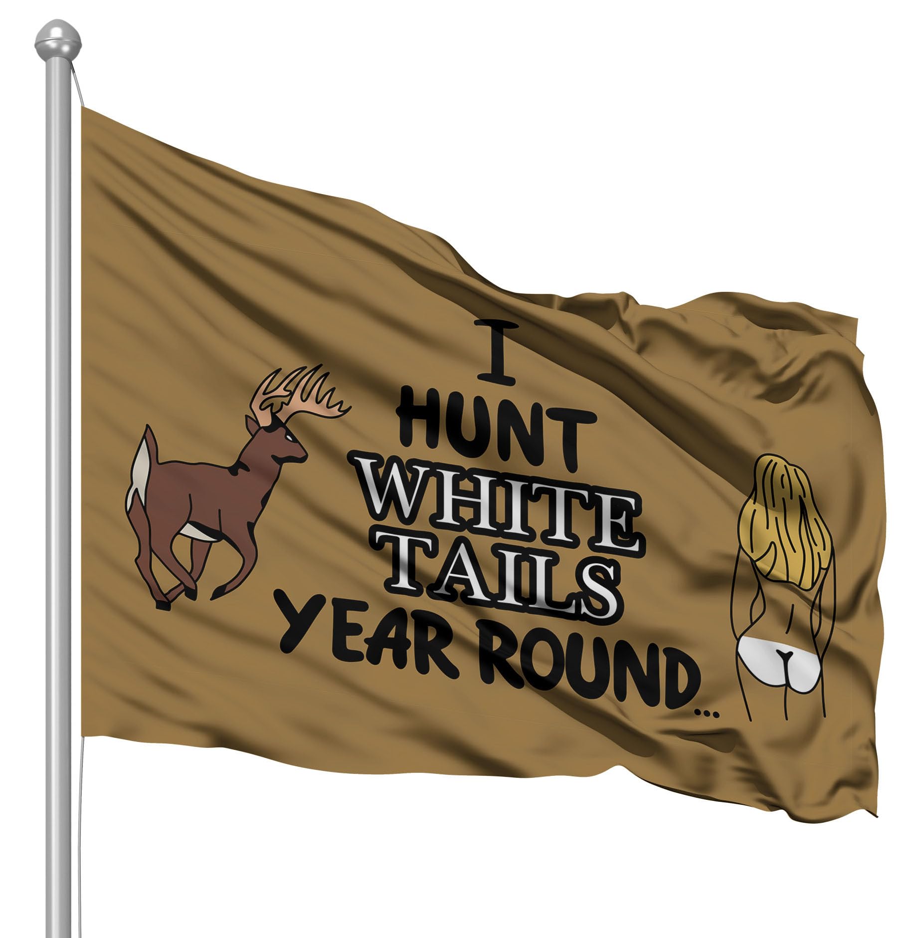 I Hunt White Tails Year Round 3x5 Feet Polyester Flag Banner College Dorm Decor Deer Hunting Hunter Big Rack Hunter — image 1