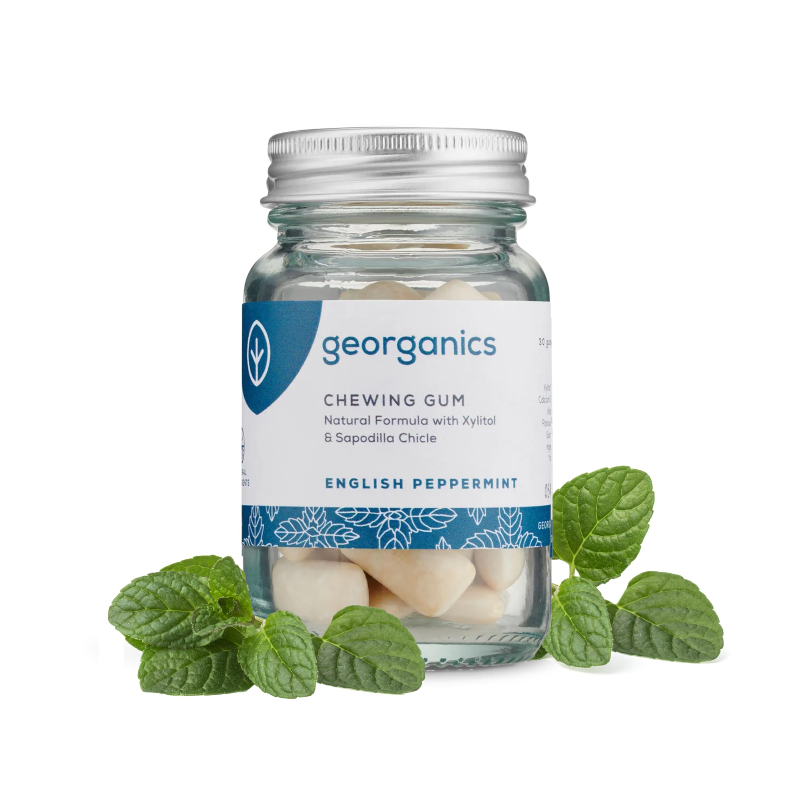 Georganics Peppermint Chewing Gum - 30 Pieces - Cool & Refreshing Flavour - Gentle on Sensitive Teeth - Sugar Free - Ideal for Daily Usage - Natural Ingredients