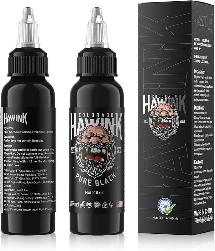 Tinta preta para tatuagem HAWINK, 60 mL, Concentrated Black, TI203-60-002, 1 unidade