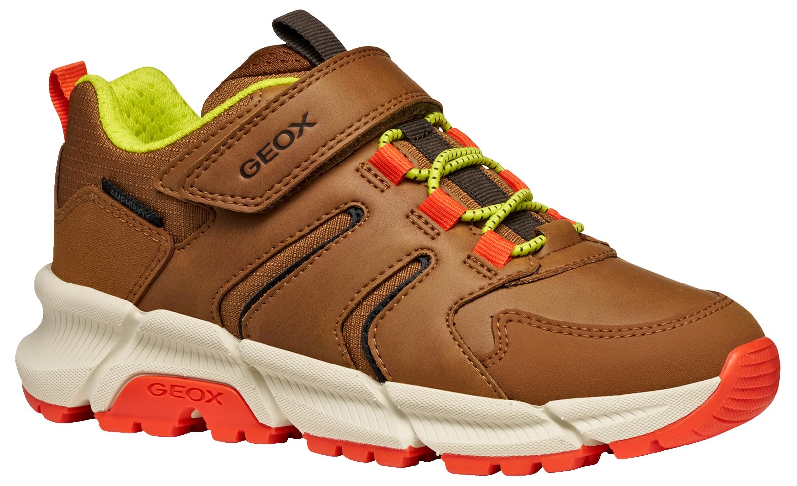 Geox J FLEXYPER Plus BOY Sneaker, Brown/Orange, 2.5 UK
