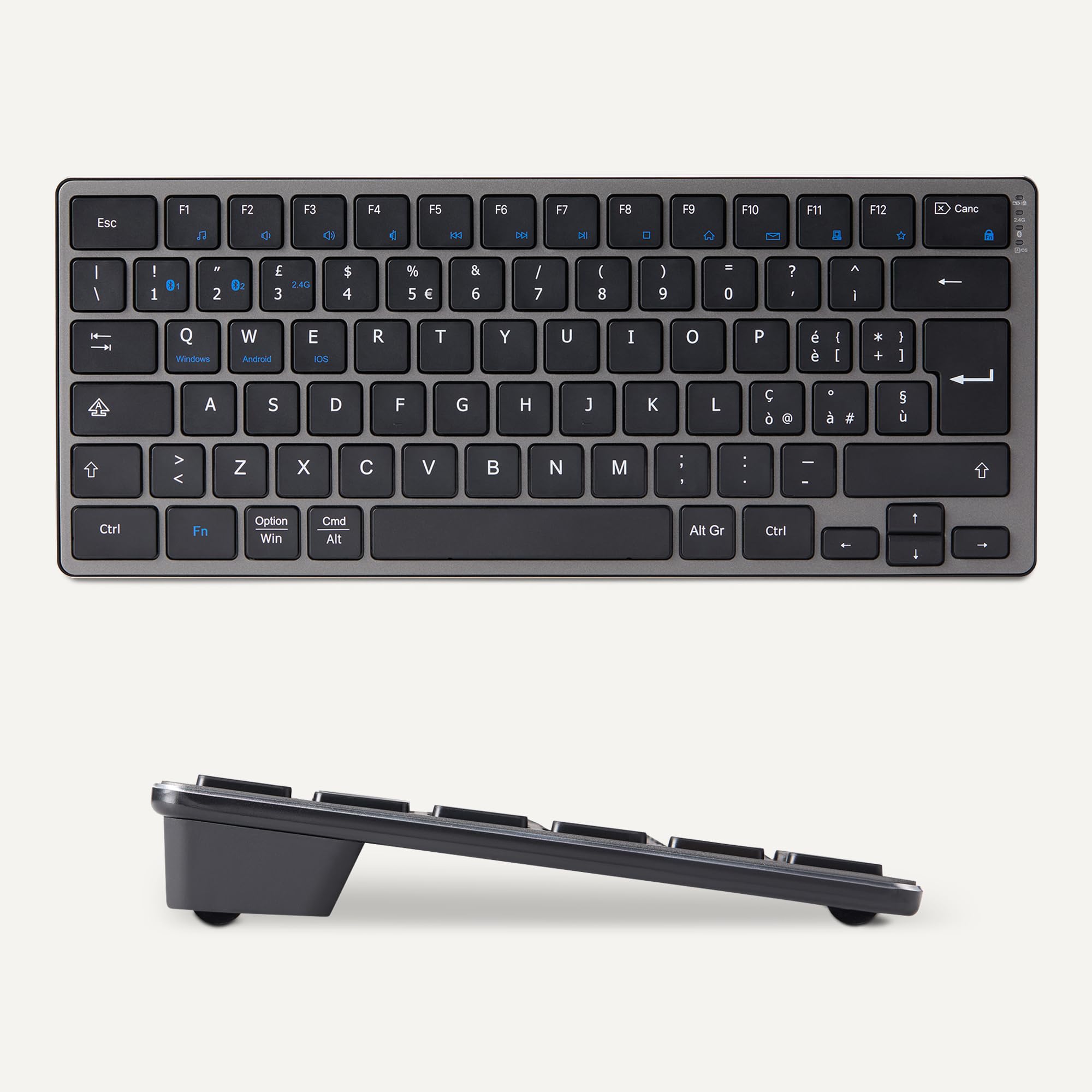 Amazon Basics Tastiera wireless per tablet, portatile, compatibile con PC, MacOS, laptop, smartphone, tablet