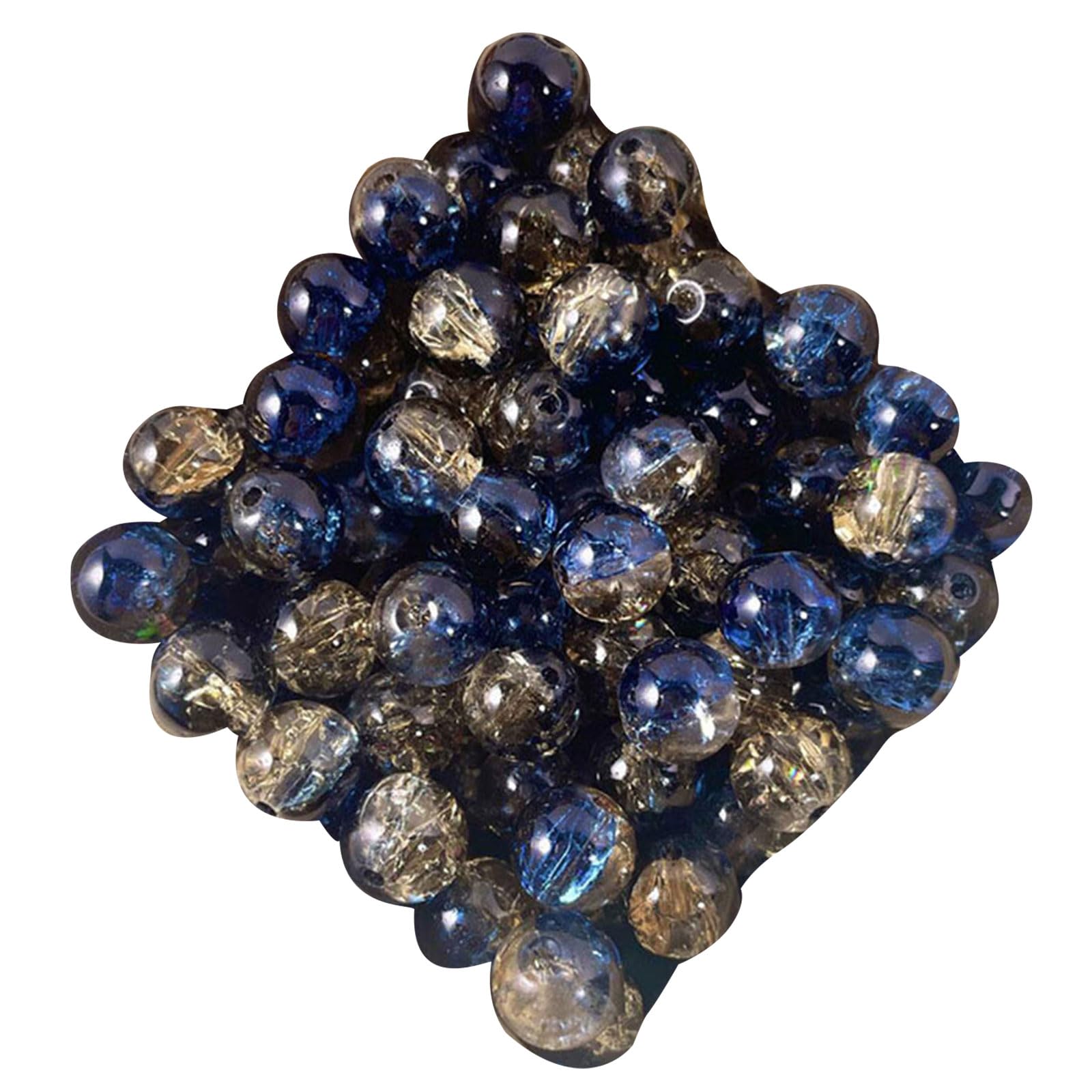 carotoe 50Pcs Multicolored Clear Round Beads Crushed Ice Textured Glass Beads for Necklace Bracelets Making Accessories Ice Crushed Glass