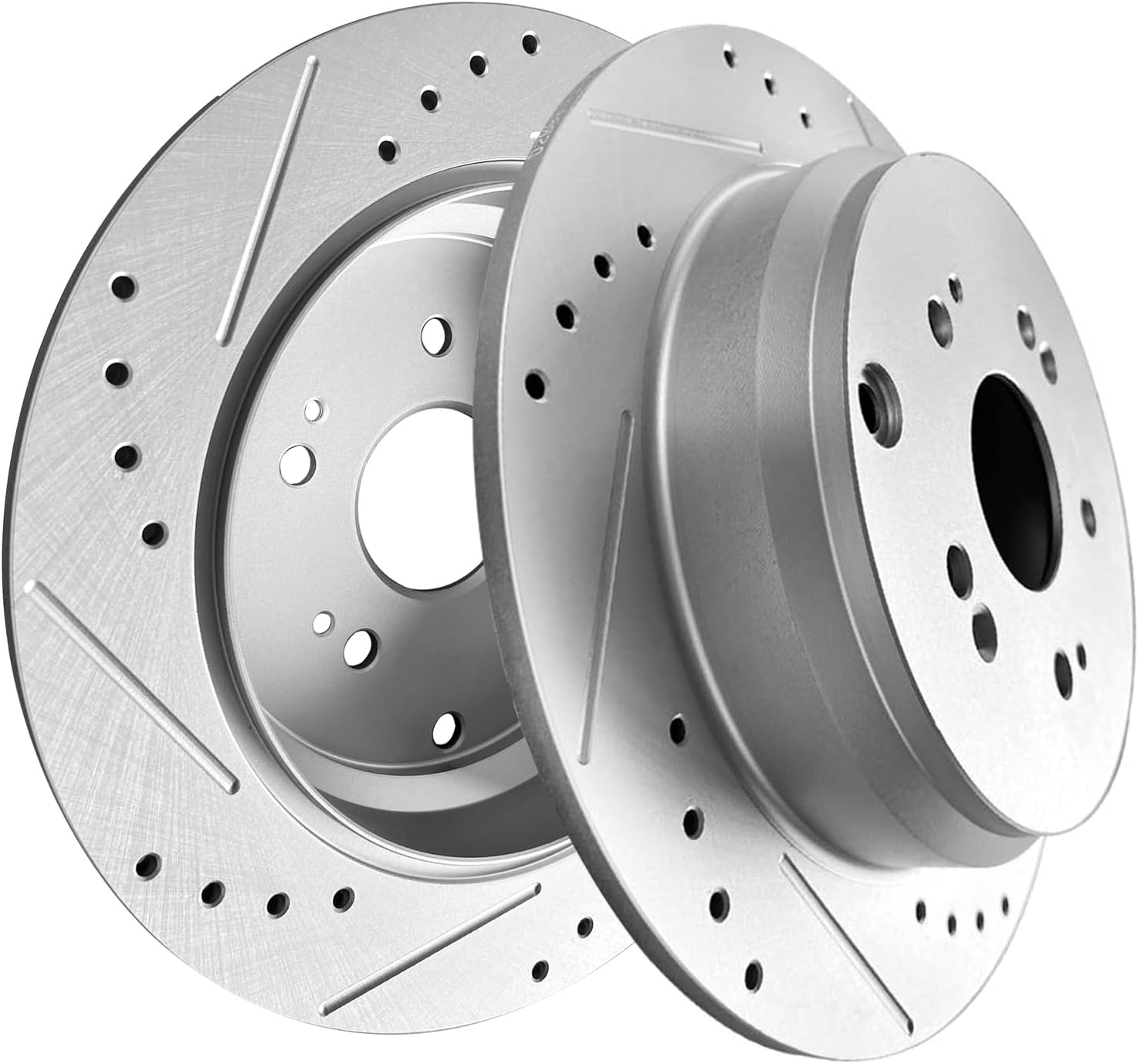 WEIZE Brake Kit Rear Brake Pads and Rotors Kit for Honda CR-V 2007-2016 AWD FWD Replacement Drilled and Slotted Disc Brake Rotors