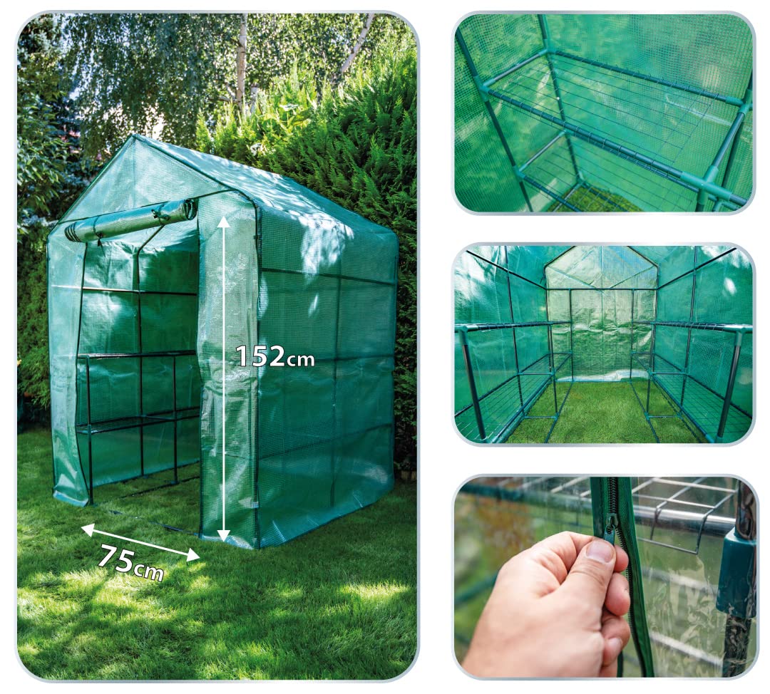 NEO TOOLS Serre d intérieur 143 x 143 x 195 cm, Film PVC, Pliable, Structure en métal revêtu par pulvérisation, Facile à Monter, Fermeture éclair