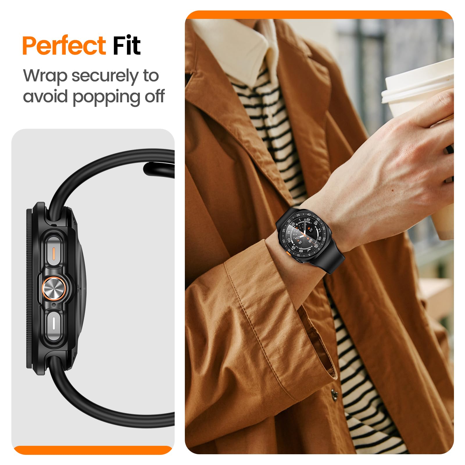 [3 + 3 sztuki] Etui Kamita 3 w 1 do Samsung Galaxy Watch ULTRA 47 mm, 3 folie ochronne ze szkła hartowanego + 3 twarde etui z poliwęglanu + 3 ramki ramka samoprzylepna osłona do Galaxy Watch ULTRA