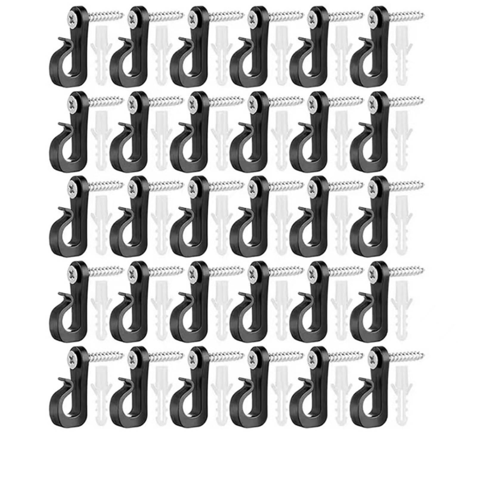 Cyyaog Black Versatile 100Pcs With Screw Lights Hook String Light Hangers(Black)