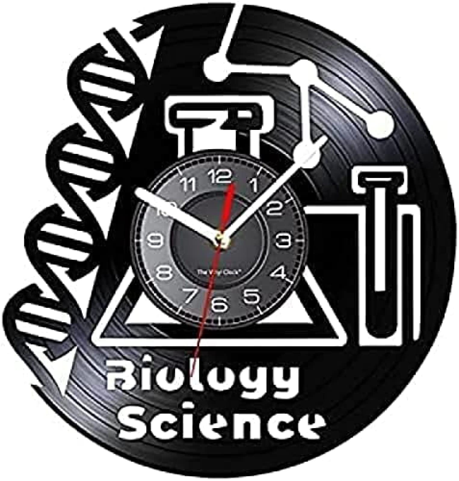 Horloge biologie microscope vinyle design montre vintage chimie science