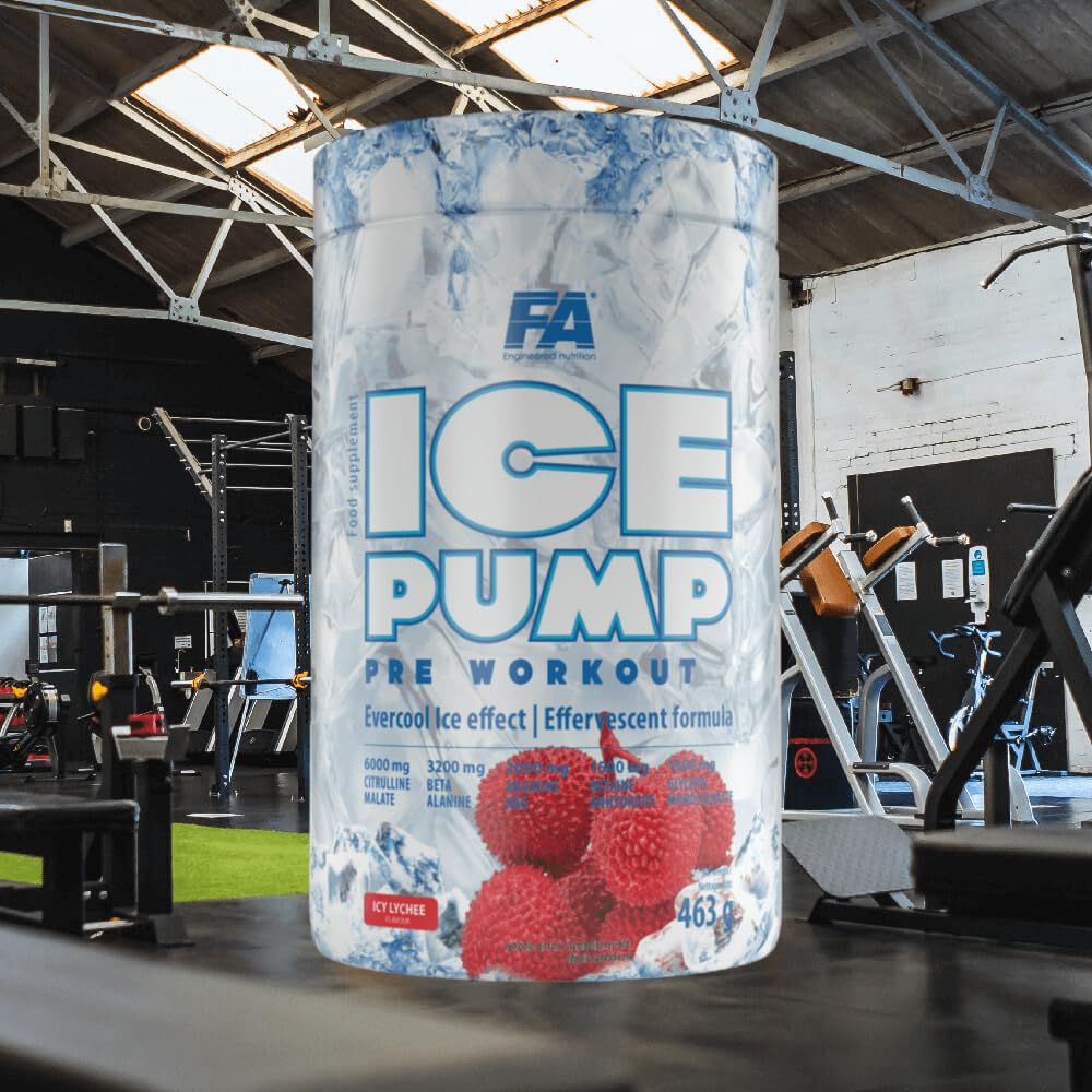 FA Nutrition Ice Pump Booster | 463g je Behälter | Pre-Workout Training Kühleffekt Body Building | L-Citrullin Beta Alanin Koffein | Nahrungsergänzungsmittel (ICY LYCHEE)